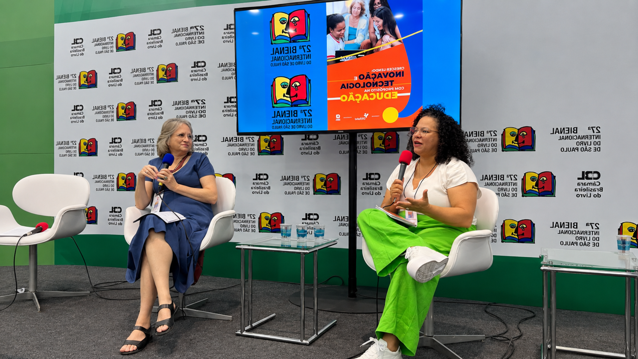Renata Kelly em uma conversa sobre inovação, tecnologia e educação na Bienal do Livro de São Paulo